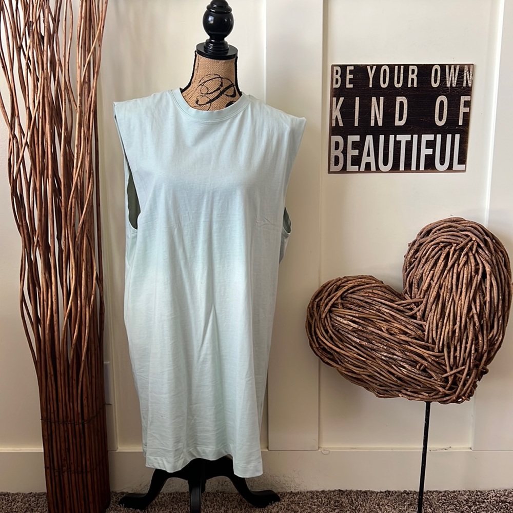 H&M Mint Green Crewneck Sleeveless T-Shirt Dress